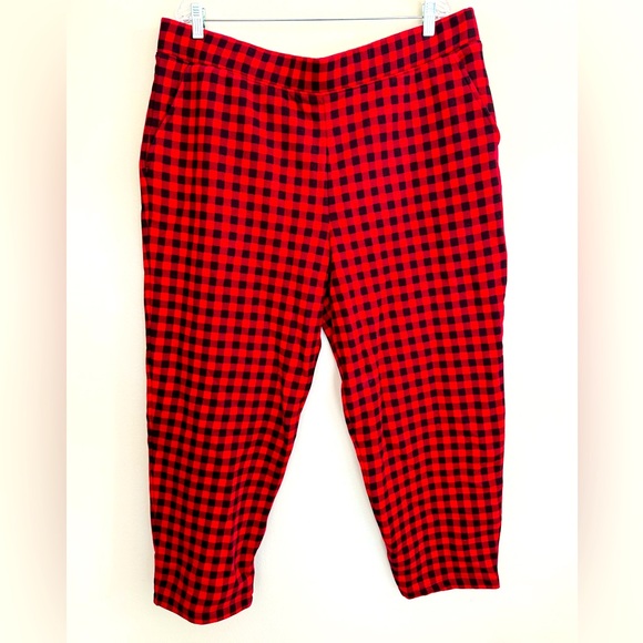 LANDS’ END Serious Sweats Flannel Lined - Women's Plus Size 1X Red/Black Buffalo - Picture 1 of 13